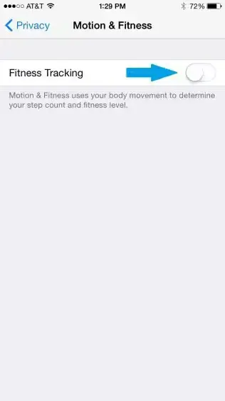 iPhone - Motion & Fitness Settings - Fitness Tracking Option Disabled