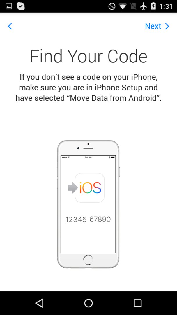 Move To iOS - Screen 3 - Find Your Code