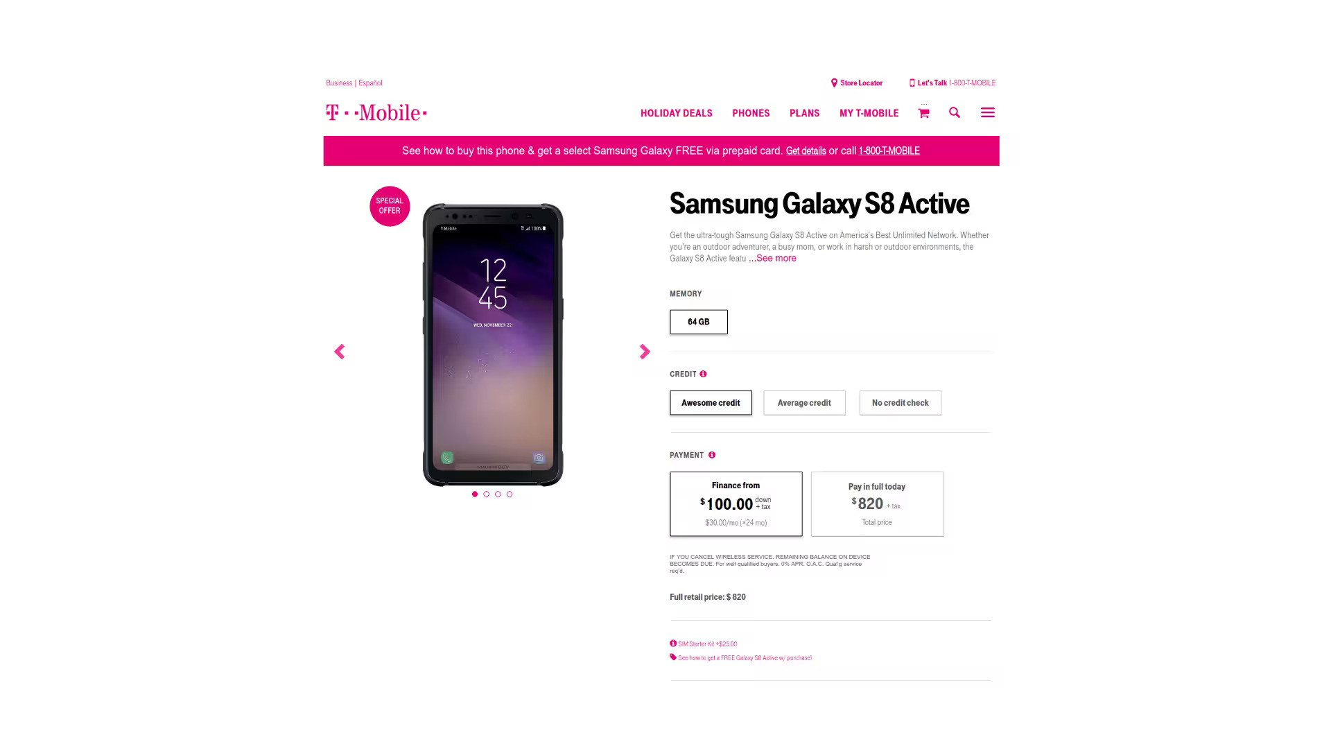 T-Mobile Samsung Galaxy S8 Active