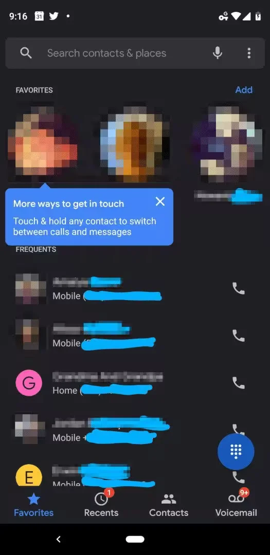 Google Phone App - Redesigned Favorites