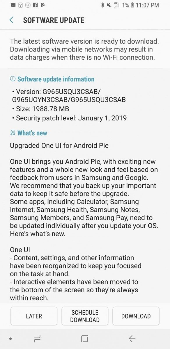 Sprint Samsung Galaxy S9 and S9 Plus- Android 9 Pie Update