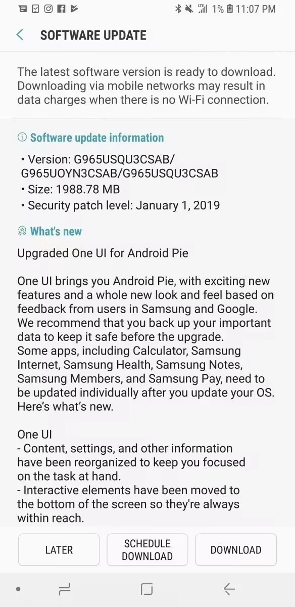 Sprint Samsung Galaxy S9 and S9 Plus- Android 9 Pie Update