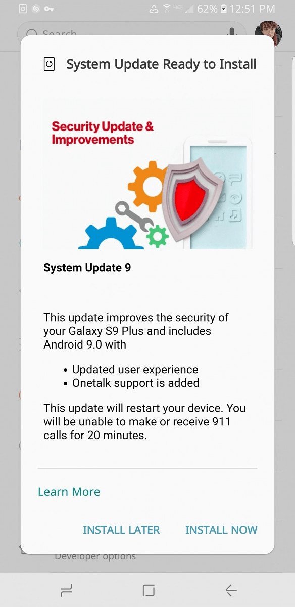 Verizon Samsung Galaxy S9 and S9 Plus- Android 9 Pie Update